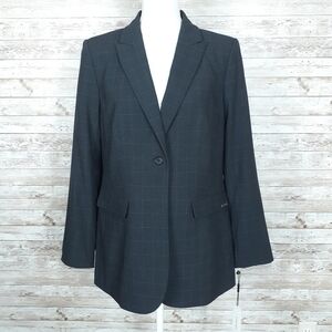 Calvin Klein Womens Suit Jacket Blazer Checked D